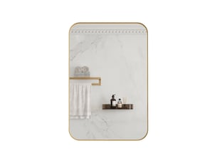 Armoire miroir murale rectangulaire dorée, étagères réglables, rangement