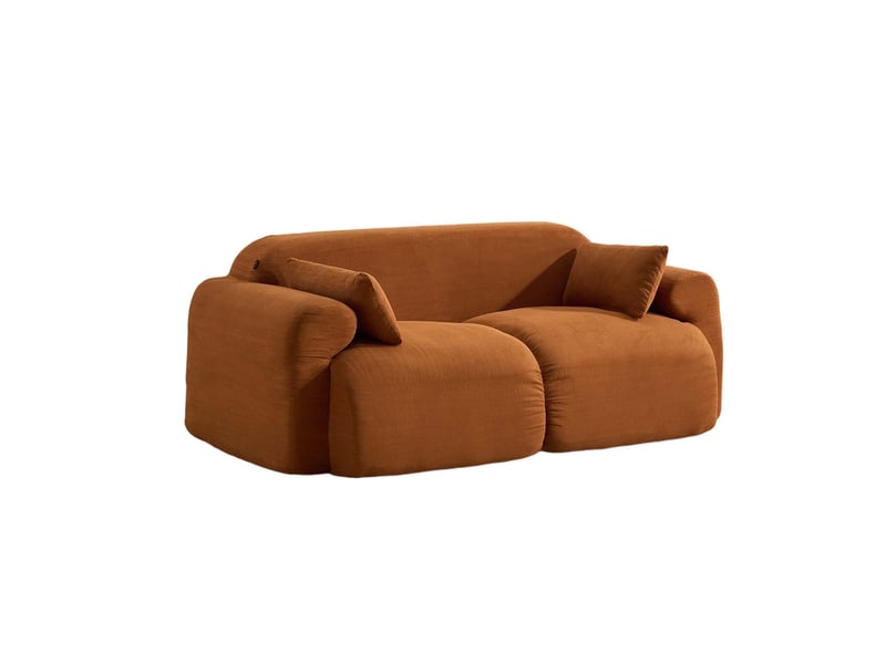  Canapé 2 places modenvie en velours côtelé marron caramel 186 x 95 x 76 cm  - Conforama A