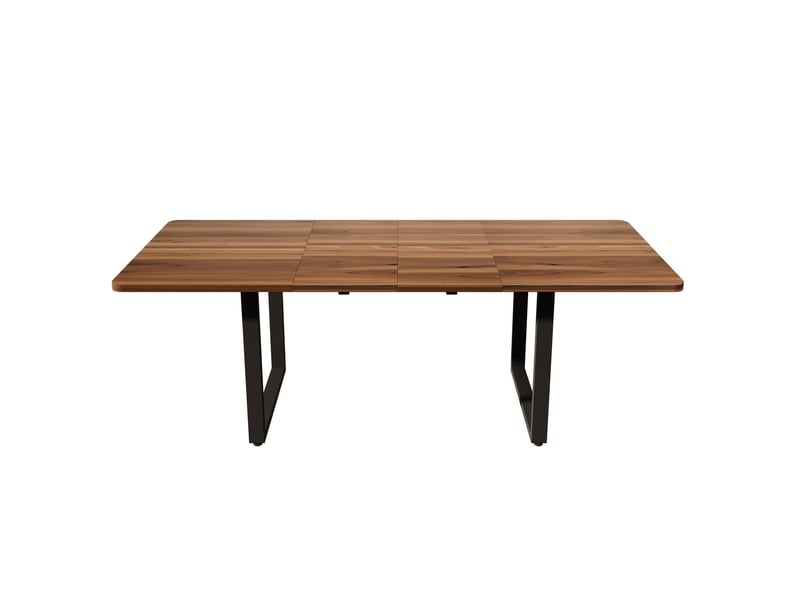 Table à manger 180220 x 80 cm table de salle à manger extensible 3 longueurs réglables 6 à 10 places forme rectangulaire pieds en métal style simple coloris noyer - Conforama E