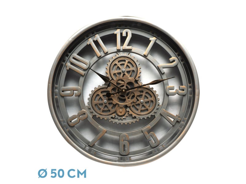  Horloge murale fabrilamp alfacar 50 x 50 cm champagne engrenages mobiles 217415076 - Conforama A
