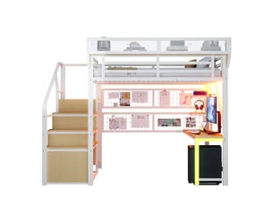 Lit mezzanine 140x200 cm MODENVIE   coloris blanc