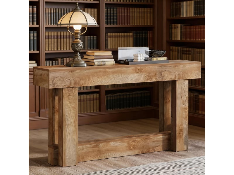  Table console 160x30 cm style vintage à 2 niveaux bois marron  - Conforama C