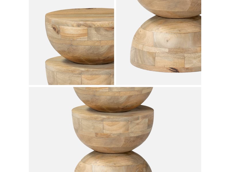 Table d'appoint. Bout de canapé. Table de chevet. Tabouret en bois de manguier. Naturel. Sita. Ø30 x h 45cm  - Conforama E