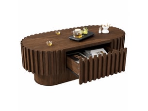 Table basse ovale coloris bois foncé <strong>MODFU</strong> <strong></strong> - 50 cmx100 cm