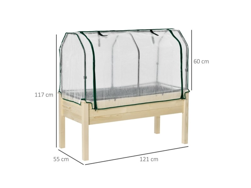  Jardinière surélevée 121 x 55 x 117 cm – bois naturel – housse à enrouler et drainage intégré  - Conforama C