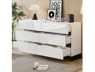 Commode 6 tiroir(s) OKWISH coloris blanc largeur 39.5 cm