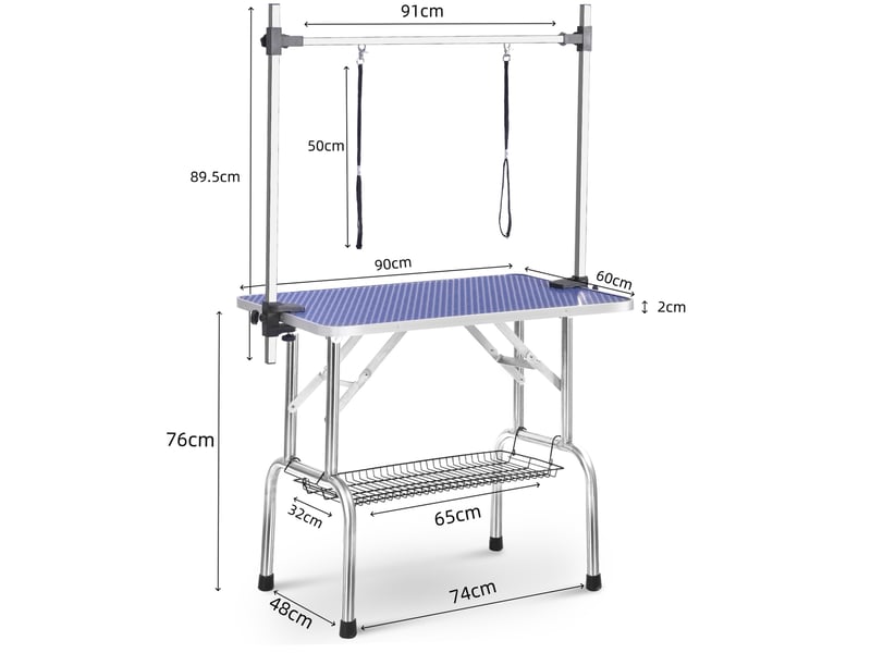  Table pliante professionnelle 90x60x76 cm bras réglable mdf métal bleu  - Conforama C