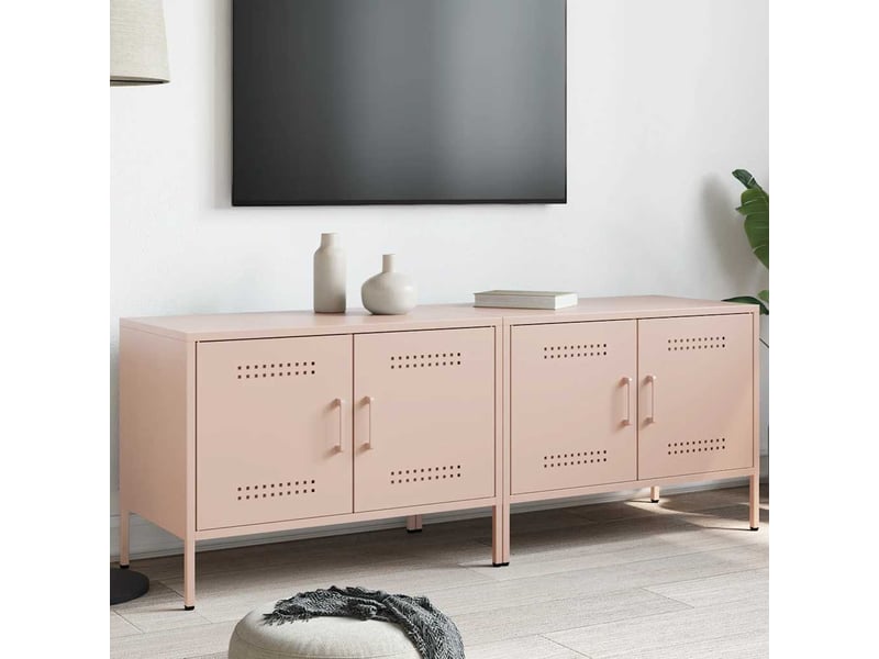  Lot de 2 meuble tv bas salon rose 68x39x50,5 cm acier shl58778  - Conforama B
