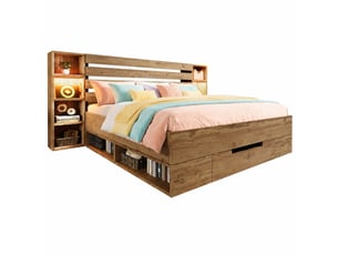 Lit avec rangement 160x200 cm coloris bois clair