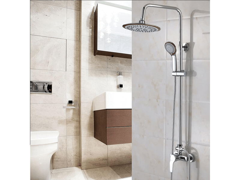  Mitigeur de douche mural en laiton chromé, eau chaude et froide, commande unique, pour salle de bain.  - Conforama B