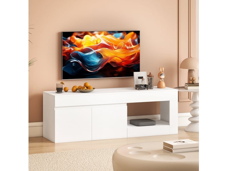  Meuble tv 2 portes avec niche ouverte, jusqu'à 60 pouces homvra  - Conforama C
