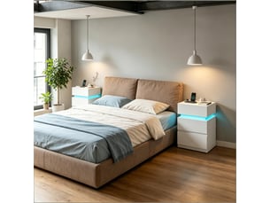 Table d’appoint avec led réglable et station de charge, lot de 2 tables modernes