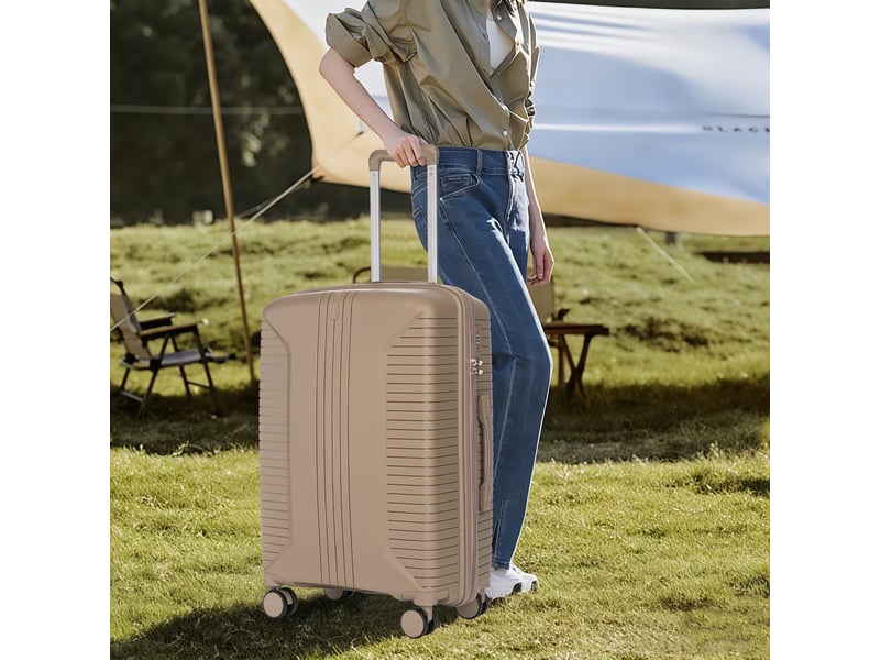  Lot de 3 valises rigides,202428 pouces,avec serrure,polypropylène,champagne  - Conforama B