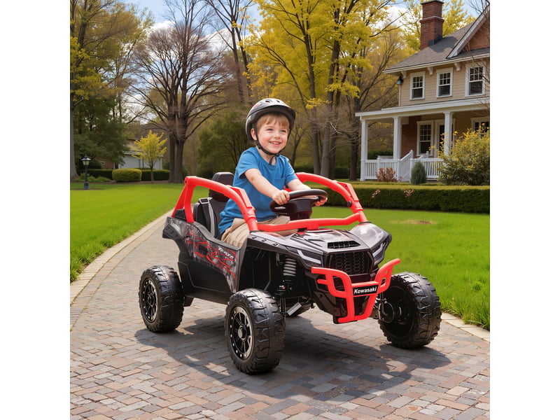  Voiture électrique kawasaki teryx krx 1000 sous licence, 12 v, pour enfants, avec télécommande et suspension arrière, rouge.  - Conforama D
