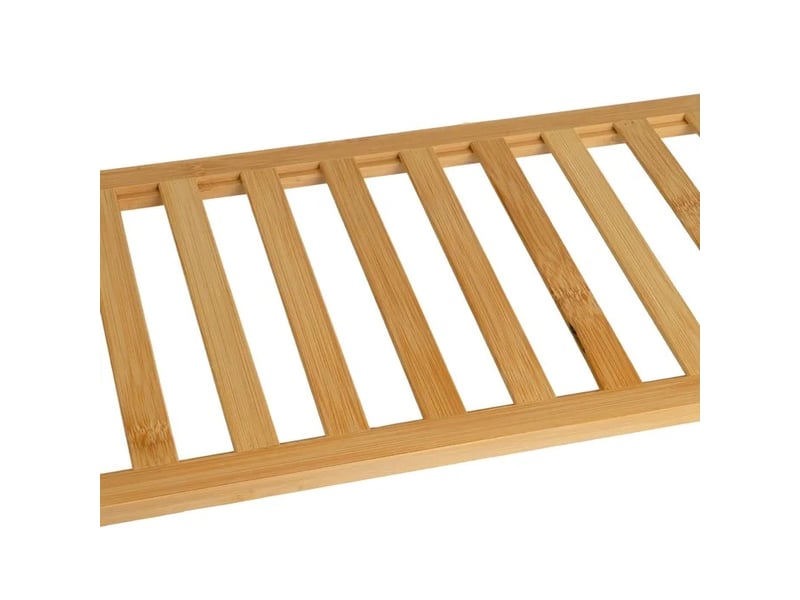Étagère à chaussures 2 niveaux en bambou naturel & noir, capacité 6 paires - longueur 69 x profondeur 24 x hauteur 31 cm - Conforama E