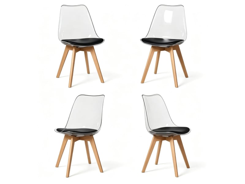  Lot de 4 chaises de salle à manger 42 x 42 x 83 cm – noir – assise en similicuir et pieds en bois  - Conforama C