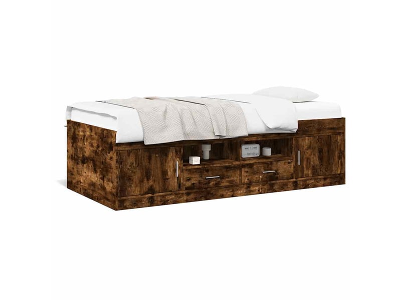  Lit simple- lit adulte -  lit de jour avec tiroirs sans matelas chêne fumé 90x190 cm  - Conforama A