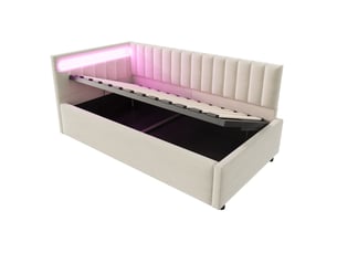 Lit coffre 90x200 cm Fay Lum coloris beige