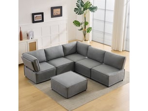 Canapé d’angle modulable convertible en couchage - lpospi - modules connectables, tissu respirant gris clair