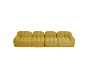 Canapé modulable 4 places 366x104x79 cm, sans montage, granuleux, mousse 32d, jaune