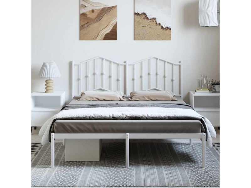  Lit double- lit adulte -  cadre de lit métal sans matelas et tête de lit blanc 150x200 cm  - Conforama B