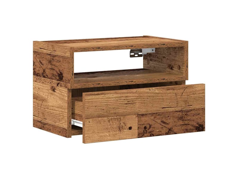  Table de chevet - cabinet de chevet - table de nuit murale vieux bois 45x26x28,5 cm  - Conforama D
