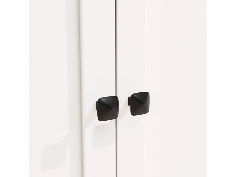  Set de 2 meubles hauts 107x34x184 cm avec led, tablette en verre, barre à crochets, mdf métal blanc  - Conforama D