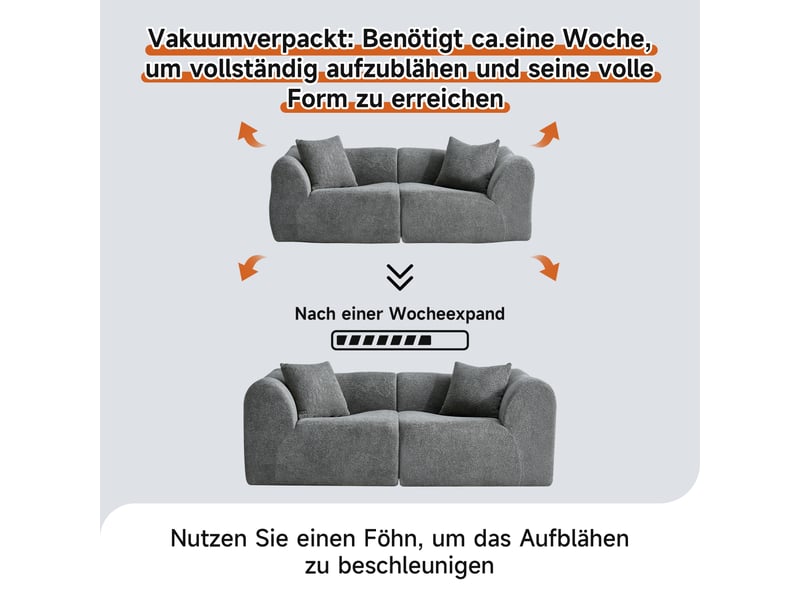  Canapé droit 2 places en velours gris W3960S00016 - Conforama D