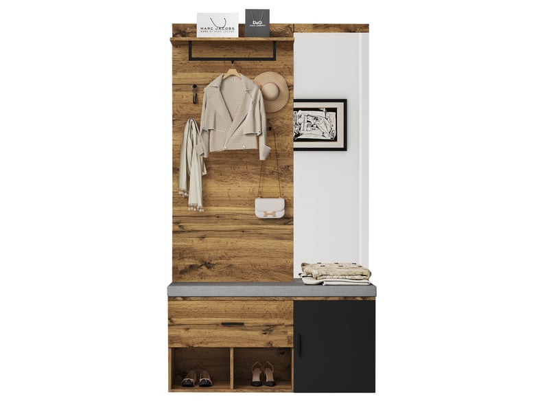  Portemanteau avec banc et rangement 104 x 190 cm en bois  - Conforama A