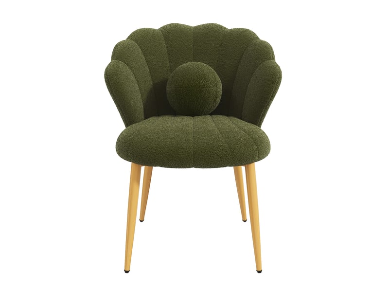  Lot de 4 chaises de salle à manger en tissu bouclette vert 60x62,5x83 cm  - Conforama D