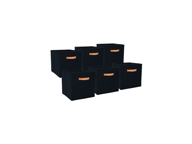 Lot de 6 paniers pliables en polycoton noir 31 x 31 x 31 cm 34921L - Conforama A