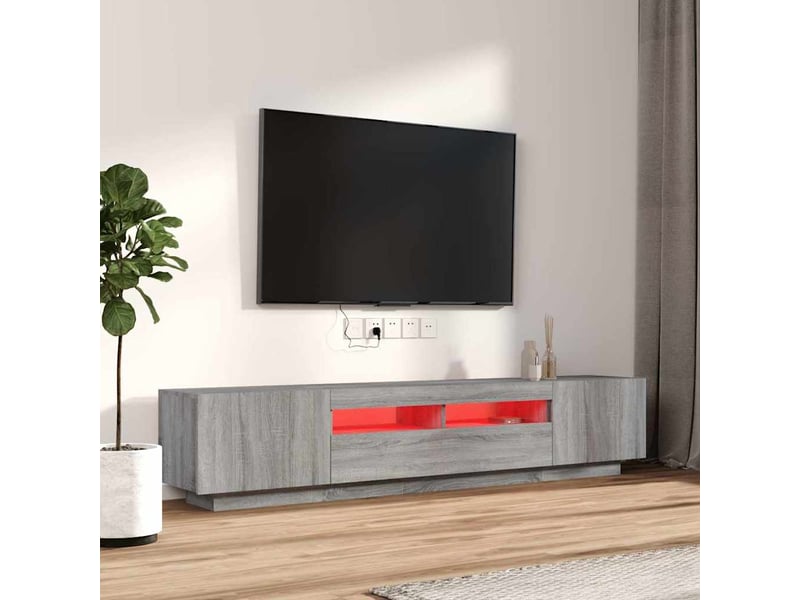  Ensemble de meubles tv avec lumières led 2 pcs sonoma gris shl37554  - Conforama C
