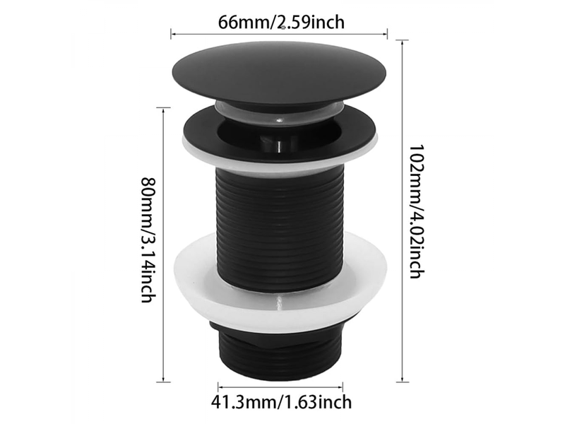  Bonde d'évier universelle noire sans trop-plein, bonde d'évier à poussoir clic-clac pour lavabos  - Conforama B