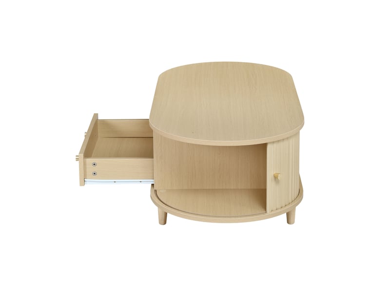  Table basse, mdf, chêne, 100 x 50 x 36 cm, avec éclairage led, avec rangement  - Conforama C