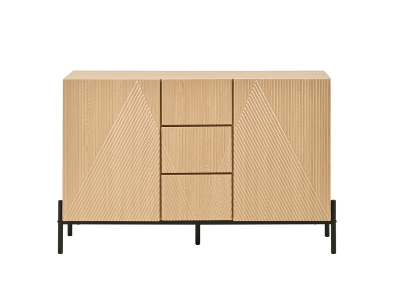  Buffet 2 portes avec tiroirs centraux et rangement pour salon en mdf 115,5×40×76 cm naturel  - Conforama A