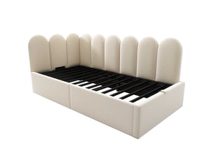 Lit coffre 90x190 cm   C-DEGAYUN coloris beige