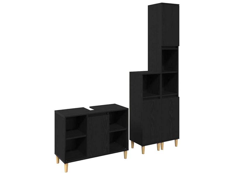  Ensemble de mobilier de salle de bain 3 pc noir 80 x 33 x 60 cm cf64421  - Conforama E
