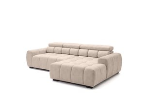 Canapé d'angle aldo avec fonction couchage, côté droit, tissu salvador wr, beige (01)