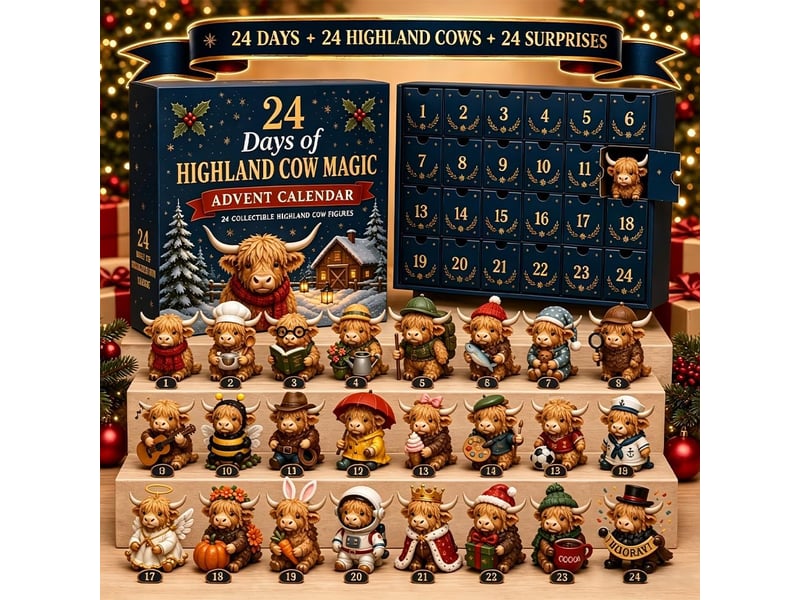  Calendrier de l'avent 24 jours highland cow – 24 mini figurines 3d à collectionner, déco ferme et cadeau de noël  - Conforama B