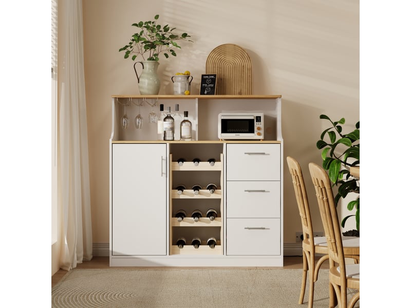 Buffet bar avec led - porte-verres, rangement vin, prises - cuisinerestaurant - Conforama B