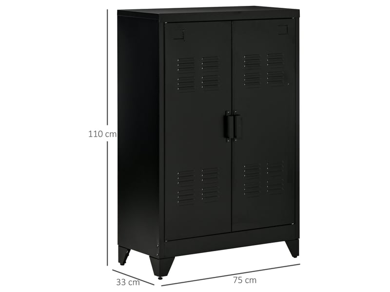  Armoire de bureau en métal 2 étagères noir 75 x 33 x 110 cm  - Conforama C