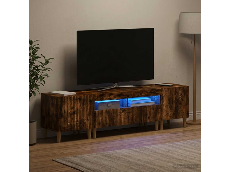  Ensemble de 3 meubles tv - banc tv - meuble de rangement led arnhem 3 pcs chêne fumé  - Conforama B