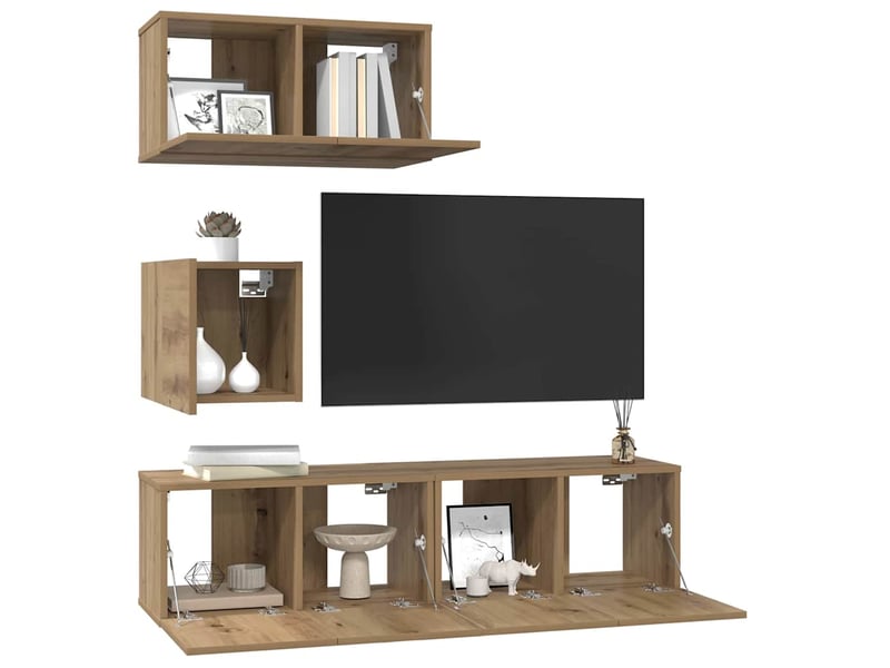 Ensemble meuble tv ; banc tv ; armoire tv 4 pcs chêne artisanal 60 x 30 x 30 cm  - Conforama D