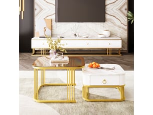 Table basse carré(e) coloris blanc LPOSPI - 60 cmx50 cm