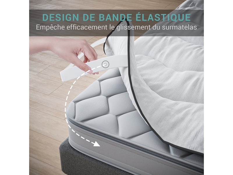  Casabel surmatelas nuage 150 x 200 cm en microfibre, confort optimal, moelleux et respirant  - Conforama D