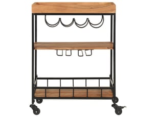 Chariot de service, chariot de bar 60x40x80 cm bois massif d'acacia et fer