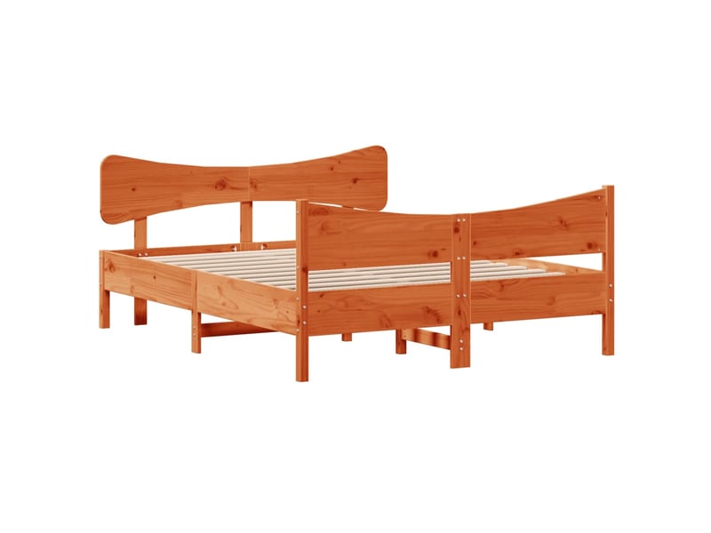  Lit double- lit adulte -  cadre de lit sans matelas  marron 150x200cm bois pin massif  - Conforama B