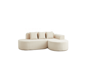 Canapé d'angle, canapé modulable, design moderne, 220 cm, en velours tricoté, mobilier pour espace de vie, forme incurvée