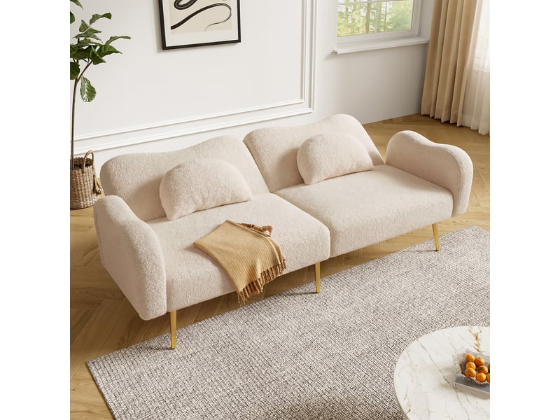  Canapé convertible, canapé-lit, dossier réglable, pieds en métal, 2 en 1, design moderne, mobilier pour espace de vie, 2 places  - Conforama C