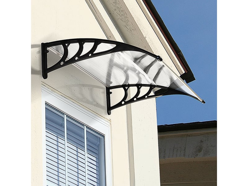  Auvent extérieur en polycarbonate imperméable et anti-uv de 75 x 120 cm pour porte ou fenêtre  - Conforama D